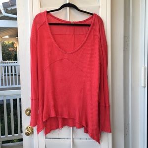 ❤️ Free people pink high low waffle thermal